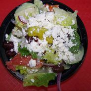 Fresh greek salad at Great American Hot Dog & Seafood